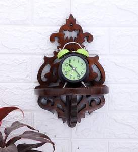 Estante de Madera para Montar en la Pared, Color Nogal, 30 x 12 x 13 cm, Paquete de Uno, Estilo Rústico Francés, Elegante, Floral, Hecho a Mano para el Hogar - Product Image 1