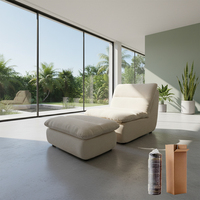 Fauteuil de luxe tendance style Ins en tissu côtelé avec pouf, élégant fauteuil de relaxation individuel pour la jeune génération