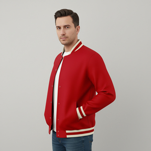 New Arrived 2026 100% Wool Canvas Varsity Jacket Men's Solid Color Heavyweight Oversized Comfortable Breathable Waterproof Front - Product Image 2