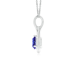 14K Gold Natural Round Precious Tanzanite Solitaire Gemstone <b>Infinity</b> Twist Pendant Fine Jewelry Wedding Engagement Gift For Her - Product Image 3