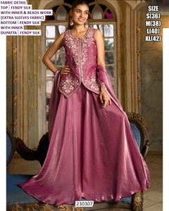 Conjunto Tradicional de Fiesta Diwali Ziya Lilac Grace Fendy, Largo hasta el Suelo - Product Image 4