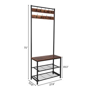 Appendiabiti da Parete Industriale Grande con 9 Ganci, Struttura Robusta in Ferro, Panchina Multifunzionale Stile Tubolare per Ingresso - Product Image 6