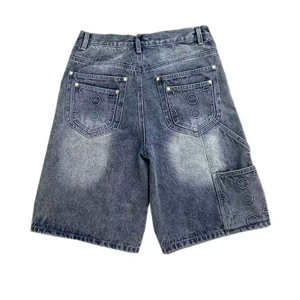 Shorts en jean personnalisés avec logo, grande taille, pour hommes, shorts d'été avec poches, shorts en jean baggy pour hommes, mode vintage, shorts cargo pour hommes - Product Image 5