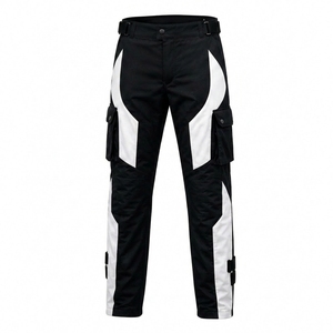 Pantalones de Motocicleta Unisex en Color Negro y Blanco con Bloques de Color, Tejido Cordura Transpirable, Bolsillos Tipo Cargo, Secado Rápido, para Todas las Estaciones - Product Image 2