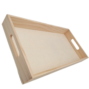 Plateau rectangulaire en bois de pin sculpté, plateau en bois à angle droit pour service de thé d'hôtel, rangement domestique, cuisine, aliments - Product Image 1
