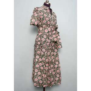 Vestido de Novia Bohemio Moderno, Vestido Midi de Verano, Estampado Floral a Mano, Algodón, Estilo Canguro Casual, Línea A para Mujer - Product Image 5