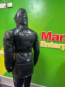 Women <b>Winter</b> Genuine <b>Leather</b> Blouson <b>Jacket</b> Hooded Full Sleeve Thick Warm Zipper Closure Regular Length Animal Print Breathable - Product Image 3