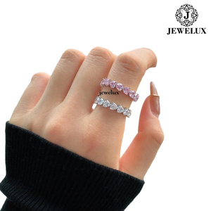 Jewelux Women's 925 Silver Pink <b>Crystal</b> Eternity Band <b>Ring</b> Pear Cut Prong Setting Romantic Style Rhodium Plated From India - Product Image 5