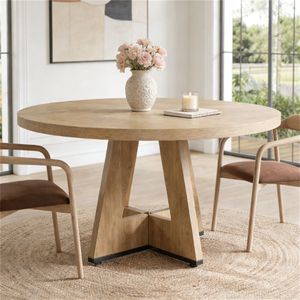 Tavolo da Pranzo in Legno Stile Rustico, Tavolo Rotondo da Cucina per Soggiorno e Tavolino da Caffè per Sala da Pranzo - Product Image 4
