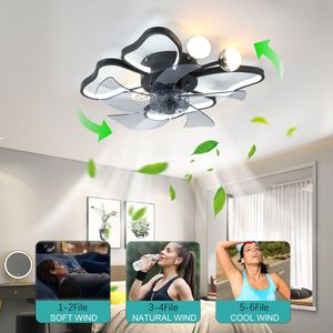 19.7 Inch Modern Butterfly Design <b>LED</b> <b>Ceiling</b> <b>Fan</b> Light Remote Control Timing Function Noiseless for Bedroom Living Room Black - Product Image 3