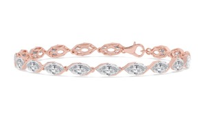 Espectacular Pulsera de Tenis de Diamantes de Laboratorio Marquise de Corte Escalonado de 8.17 ct, de Oriente a Occidente, en Oro Rosa de 9K - Product Image 2