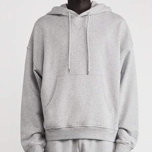 Sudadera con Capucha Gris Claro, Mezcla de Poliéster/Algodón, Tejido Suave, Corte Holgado, Bolsillo Canguro, Capucha con Cordón Ajustable - Product Image 3