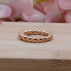 Wholesale 925 Sterling <b>Silver</b> Rose Gold Plated Ball Bead Stackable <b>Ring</b> Memoria Jewels - Product Image 4