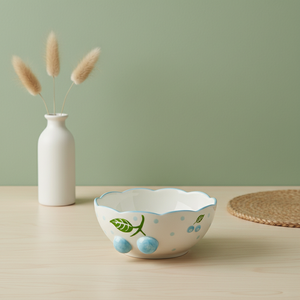 Bol à salade de qualité supérieure 3460988C-15 en porcelaine fine, motif bleu myrtille estampé et nouveau design - Product Image 4