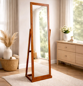 Miroir rectangulaire minimaliste moderne sur pied en bois clair, disponible à prix de gros. - Product Image 2
