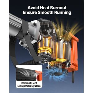 Martello Demolitore Elettrico Professionale 2200W, 1350 BPM, con 6 Scalpelli e Valigetta per Lavori di Demolizione - Product Image 5