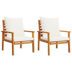 Ensemble de salon de jardin en bois naturel de couleur blanc crème - Product Image 4
