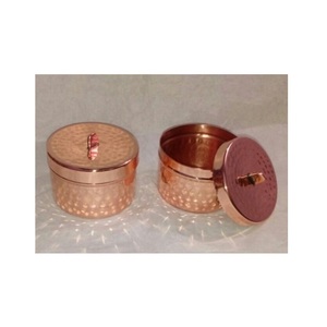 High Quality Handmade Eco-Friendly Hammered Copper <b>Candle</b> Jar with Polished Natural Finish 5 oz Luxury Empty Round Container - Product Image 4