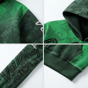 Sudadera con Capucha y Cremallera para Hombre Valley, 100% Algodón, Verde Invierno, Corte Regular, Tejido de Punto, Estampado de Letras, Diseño Casual Urbano - Product Image 6