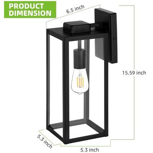 Modern Black Metal Outdoor Wall Lantern <b>Light</b> Fixture Industrial Farmhouse Wall <b>Sconce</b> Open Frame Exterior Porch <b>Light</b> - Product Image 6