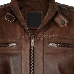 Customized Men Stylish Boxy Leather Bomber Jacket High Quality Windproof Leather Jackets for Men in low Price - Product Image 3