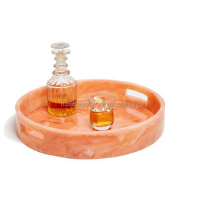 Luxe multicolore abricot tourbillon rond plateau en résine Style Unique tourbillon rose plateau de service décor de Table Restaurant hôtel fournitures - Product Image 1