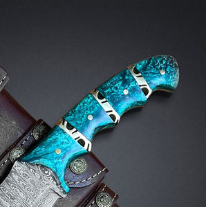 Couteaux de chasse en acier Damas sur mesure de qualité supérieure, service OEM, couteaux de chasse en acier Damas pur avec étui en cuir - Product Image 4