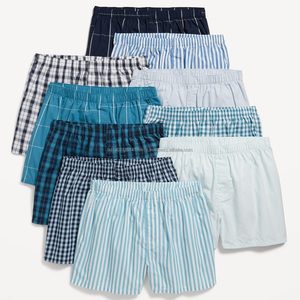 Boxers pour hommes en tissu tissé, taille mi-haute, élasthanne, polyamide, imprimé doux, sous-vêtements de luxe en matériau recyclé - Product Image 1