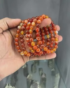 Bracelet en perles de cornaline rouge naturelle, pierres rondes polies, extensible, bijoux de guérison en cristal - Product Image 3