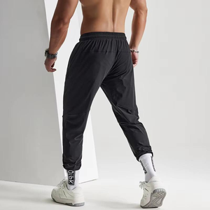 Men's 80% Nylon Jogger Pants 4-Way Stretch Quick Dry Zip Pocket Tapered Gym <b>Training</b> <b>Trousers</b> Wholesale OEM Black Blue Gray - Product Image 3