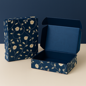 Boîtes d'expédition en papier ondulé avec impression personnalisée, matériaux recyclés, laminage mat et gaufrage à chaud doré - Product Image 5