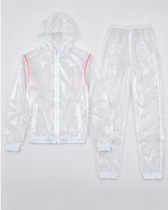 Men's Black <b>Waterproof</b> Seamless Fusing Custom Logo Front Rain Suit Full Sleeve Polyester Jacket Pants Set <b>All</b> Seasons Wear - Product Image 3
