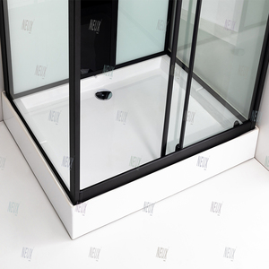 Cabine de <span class=keywords><strong>douche</strong></span> coulissante moderne noire avec hydromassage, verre trempé 5 mm, installation rapide et <span class=keywords><strong>receveur</strong></span> de <span class=keywords><strong>douche</strong></span> bas. - Product Image 6