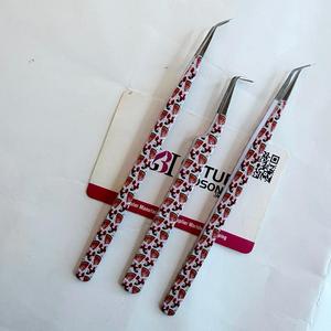 Melon Pattern Eyelash Tweezers Stainless Steel Precision Tip 45/90 Degree Coated Design for <b>Lash</b> Extensions - Product Image 3