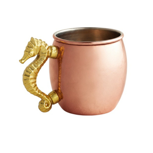 Mug en cuivre de luxe personnalisé pour Moscow Mule avec poignée en forme de hippocampe doré, tasse à bière, accessoires de bar très demandés - Product Image 1