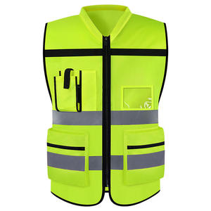 Chaleco de Seguridad Reflectante de Alta Visibilidad Unisex, Naranja y Negro, con Cierre Frontal, Múltiples Bolsillos, Poliéster, Impresión por Transferencia de Calor - Product Image 5