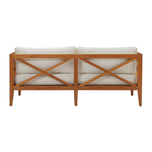Sofá Moderno de Madera de Teca para Exteriores con Cojines Color Crema, Muebles de Jardín de 2 Plazas, Resistentes a la Intemperie - Product Image 4