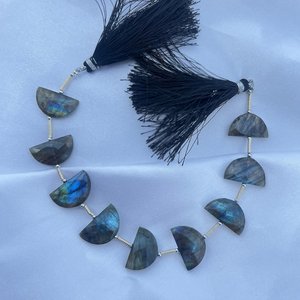 Natural Fire Labradorite 12x19 MM D Shape Loose <b>Stones</b> <b>Beads</b> for DIY Jewelry Making Wholesale Crafts Supply 12 Inches Strands - Product Image 4