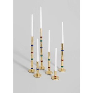 Highest Quality <b>Brass</b> <b>Candlestick</b> Holder Set with Colorful Resin Rings for Home Decoration - Product Image 2