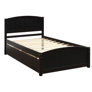 Letto a piattaforma in legno Espresso Twin-Size con due cassetti - Product Image 4