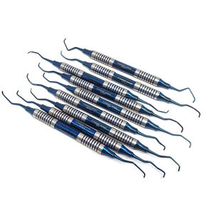 Blue Gracey Curettes Set 9 German Hollow Stainless Steel Dental Instruments Double End Professional Hospitals Dentavex CE - Product Image 1