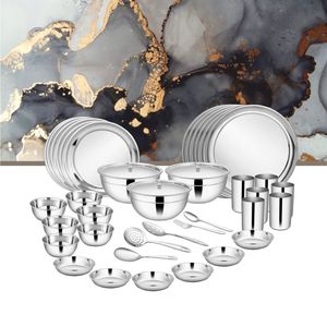 ชุดอาหารเย็นสแตนเลส51ชิ้นสำหรับ6คน shagun ชุดถ้วยชามพรีเมี่ยม - Product Image 1