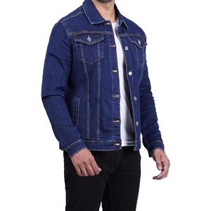 Veste en jean bleu classique pour homme, coupe slim décontractée, style camionneur, en coton, manteau en jean, mode streetwear, vêtement d'extérieur, OEM - Product Image 3