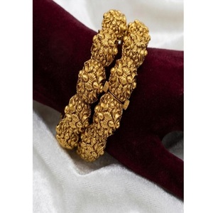 Exclusive 24K Gold Plated Flower Pattern Brass <b>Bangle</b> Bracelets <b>Set</b> for Women Wedding Party Gift Jewelry - Product Image 1