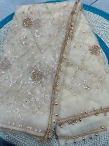 Indian Ethnic Fancy Designer Wedding Saree with Heavy Net Material Embroidery Sequins Work Trendy Women Fit - Product Image 5