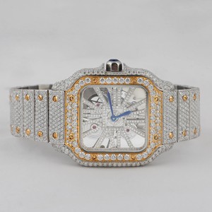 VVS Moissanite Diamond Watch Mouvement entièrement automatique Montres à quartz surélevées 14k Rose & White Tone Thorns Diamond Watch - Product Image 1