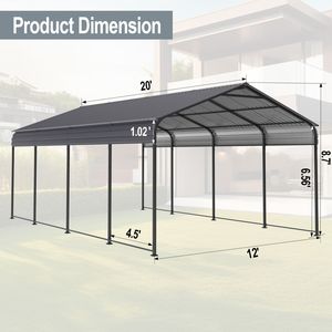 Nouveau Produit Vidéo : Abri de Voiture / Garage en Acier Galvanisé Robuste 12x20 FT – Auvent Métallique pour Voitures et Véhicules - Product Image 4