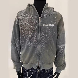 Sudadera con capucha de diamantes de imitación extragrande, estilo brillante, sudadera con diamantes de imitación para hombre, jersey de moda con purpurina - Product Image 1