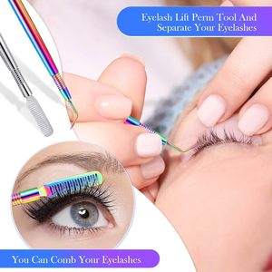 เครื่องมือยกขนตาแบบสองด้าน Rainbow พร้อมปลายสแตนเลสและแปรงปัดขนตาสำหรับยกขนตา - Product Image 5