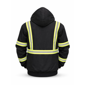 Veste de sécurité haute visibilité classe 2 noire avec bande réfléchissante de 2 pouces, vêtements de travail industriels, LED clignotante, imperméable, logo personnalisé OEM - Product Image 2